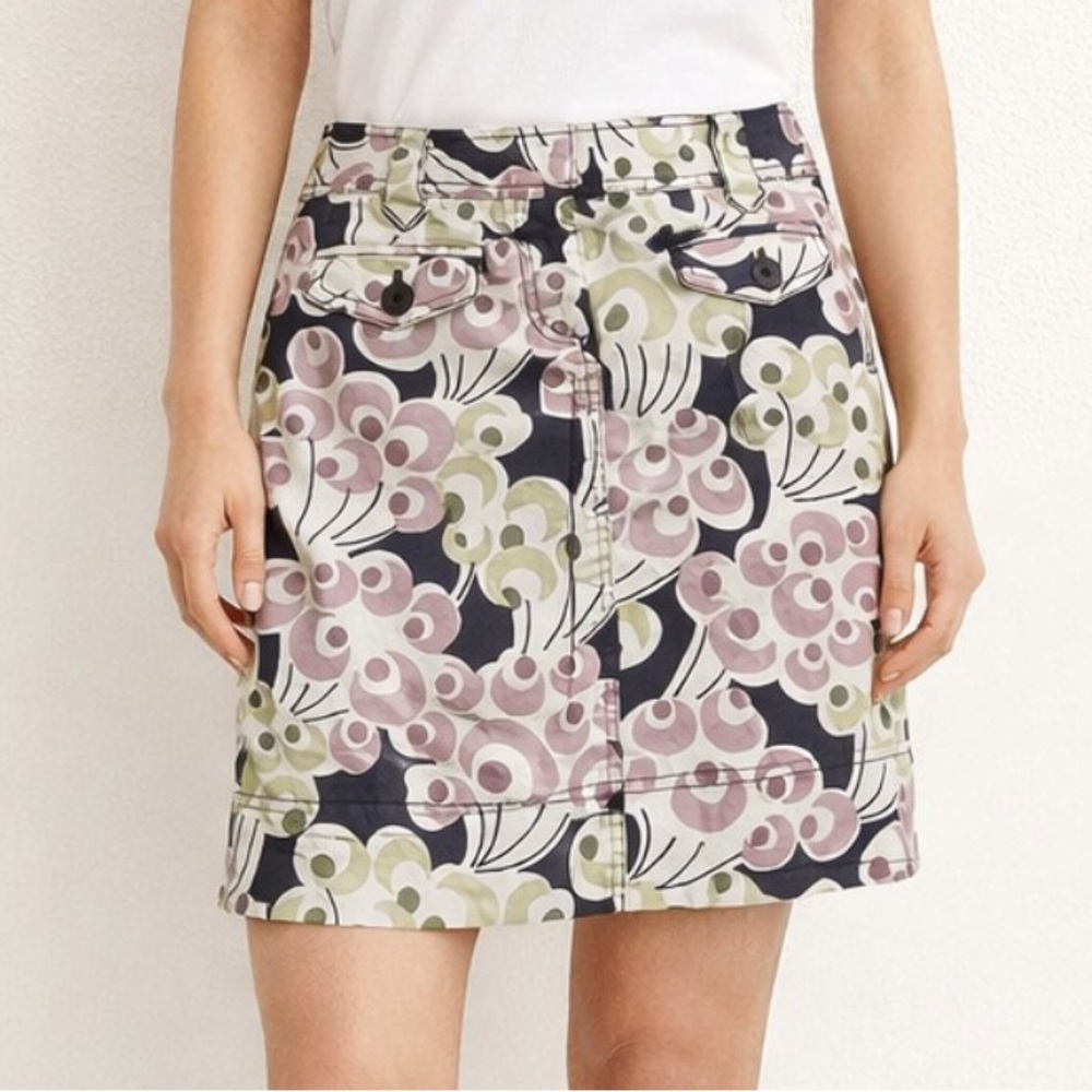 Floral Print A-Line Mini Skirt LOFT Ann Taylor Cotton Blend Size 4 Petite